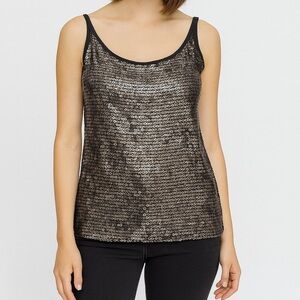 Michael Kors - Sequin Black & Gold Women's Tank Top